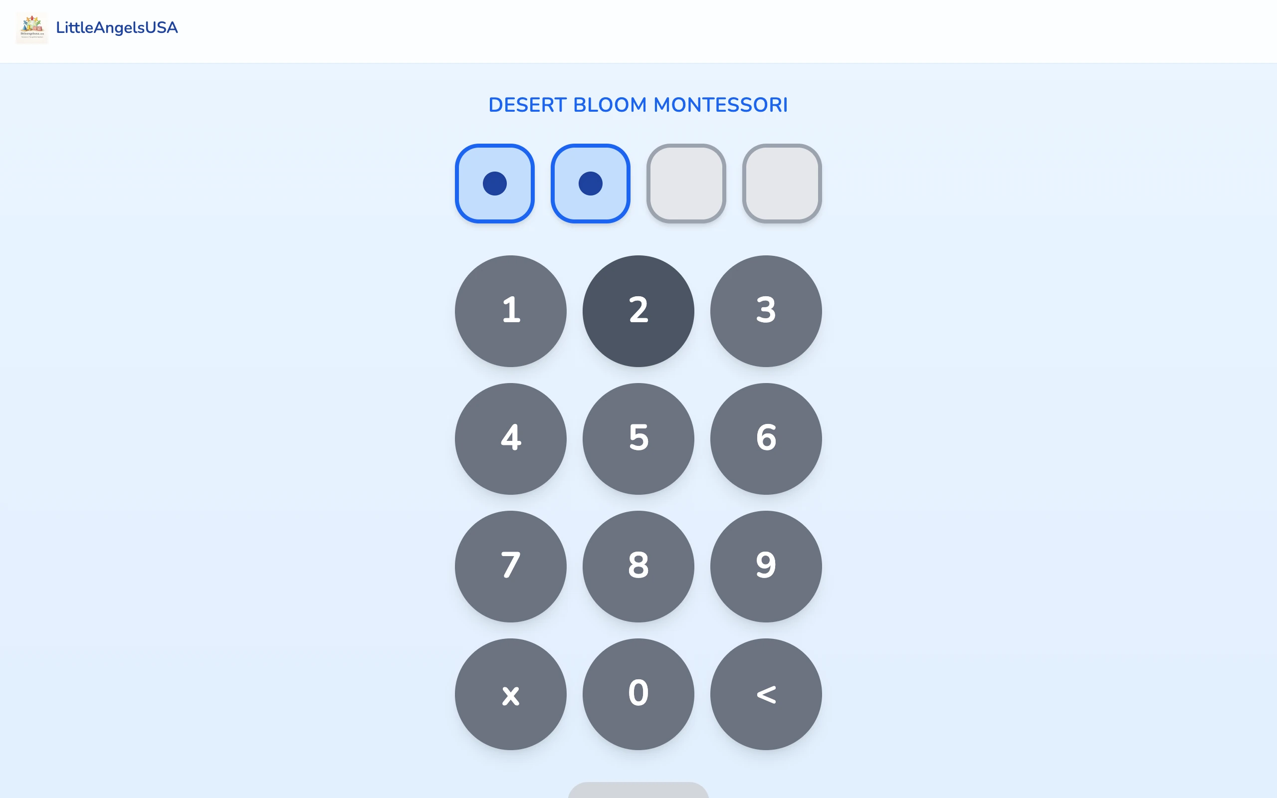 Sign-in kiosk PIN keypad for a demo school